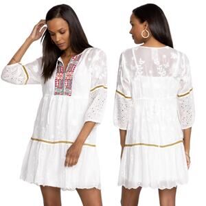 Johnny Was Kit Tunic Dress Lace Embroidery Eyelet White Size XL